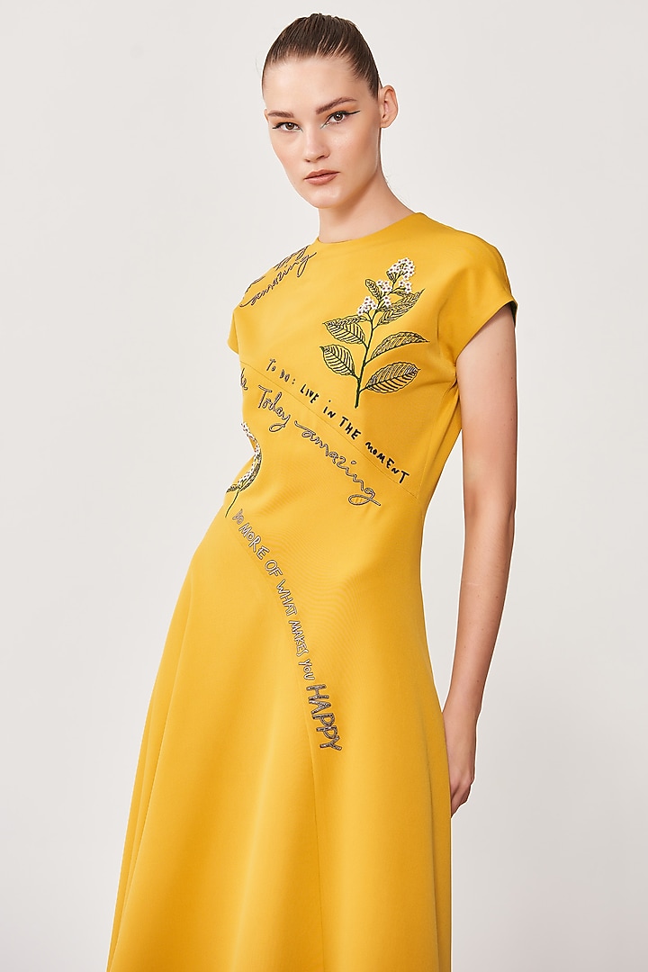 Yellow Embroidered Handkerchief Cocktail Dress by Shahin Mannan at Pernia's Pop Up Shop