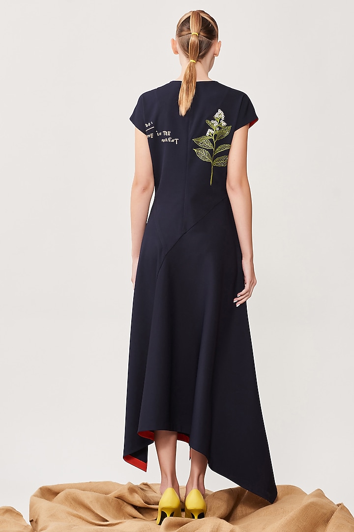 Navy Embroidered Handkerchief Cocktail Dress by Shahin Mannan at Pernia's Pop Up Shop