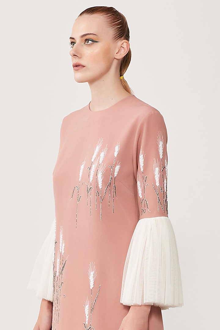 Old Rose Embroidered Midi Cocktail Dress by Shahin Mannan at Pernia's Pop Up Shop
