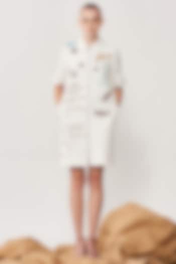 White Embroidered Shift Vacation Dress by Shahin Mannan at Pernia's Pop Up Shop