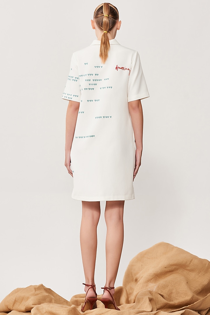 White Embroidered Shift Vacation Dress by Shahin Mannan at Pernia's Pop Up Shop