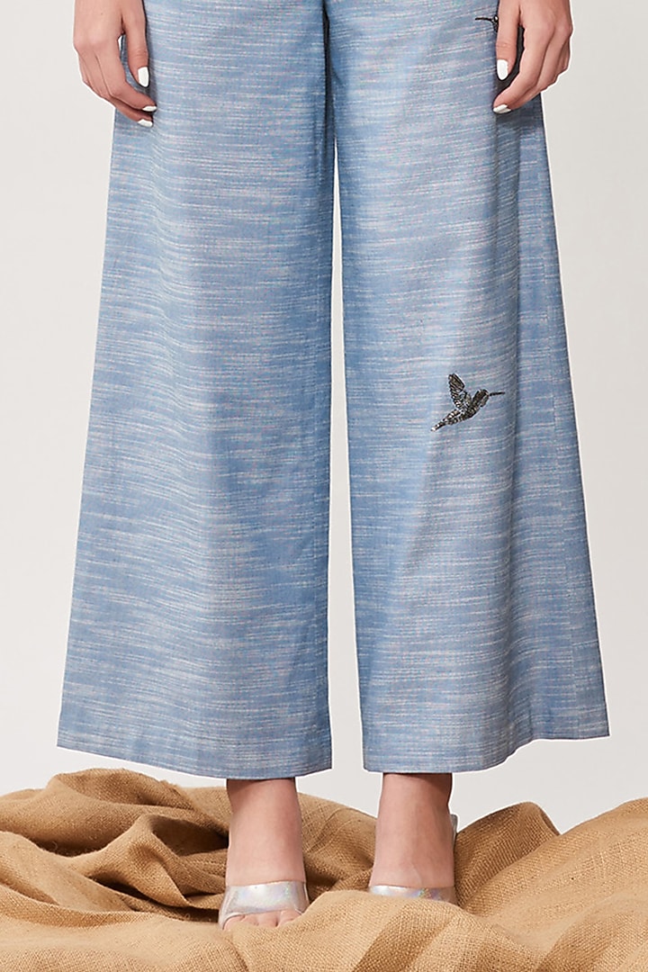 Mountain Blue Chambray Pant Set by Shahin Mannan at Pernia's Pop Up Shop
