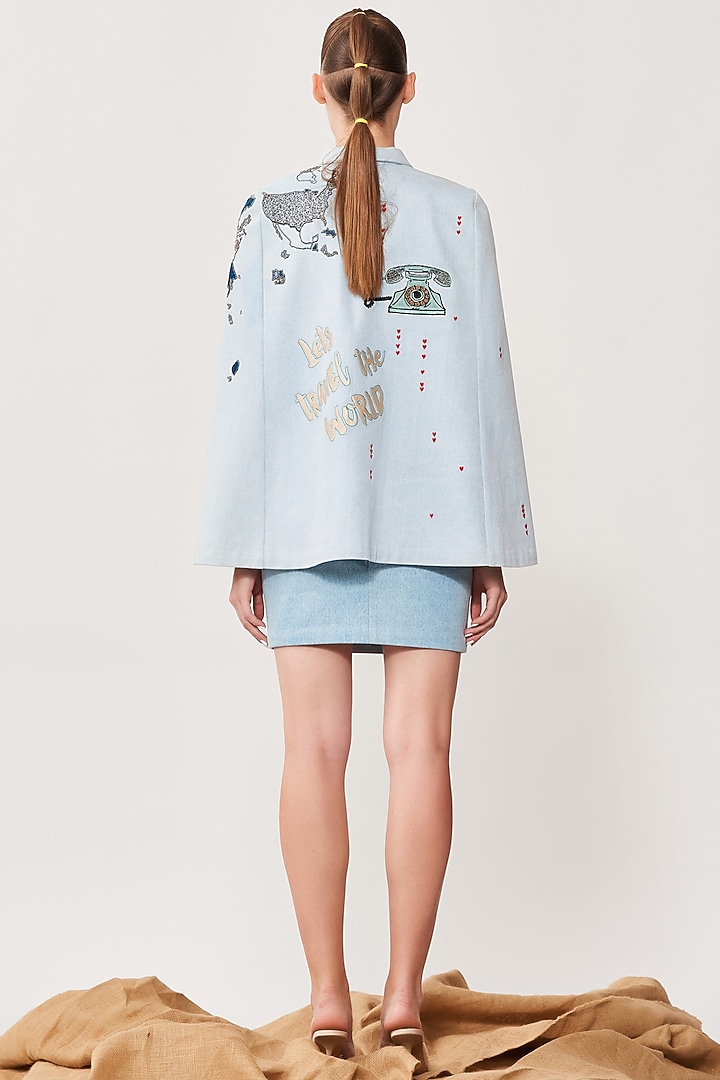 Sky Embroidered Cape Set by Shahin Mannan at Pernia's Pop Up Shop