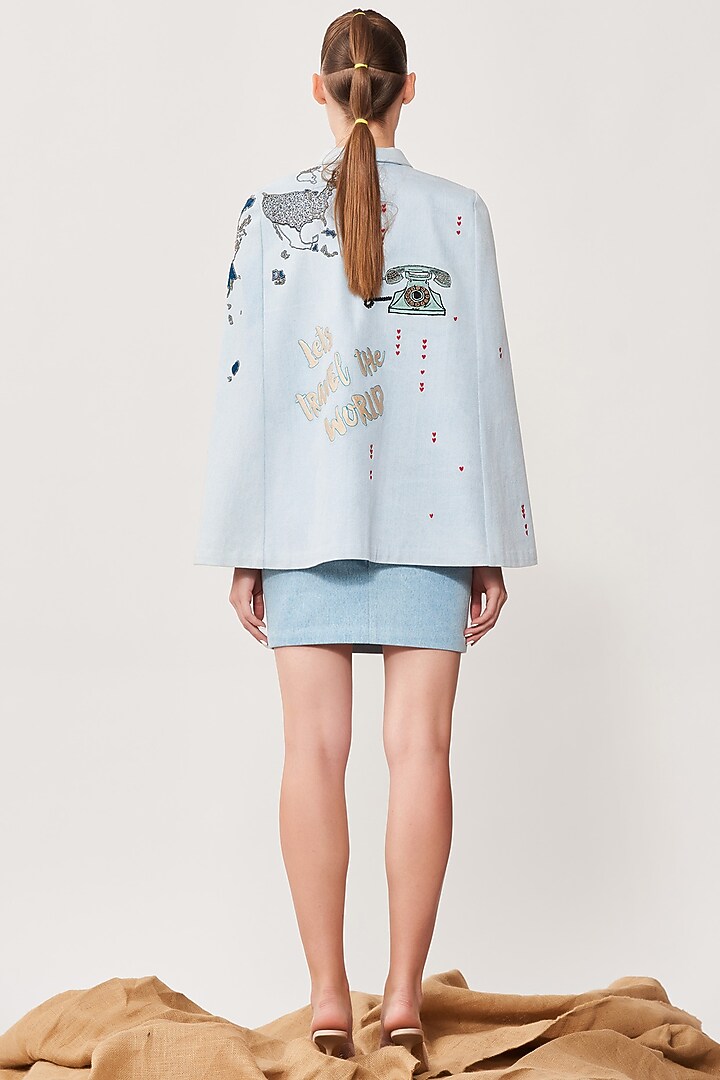 Sky Embroidered Cape by Shahin Mannan at Pernia's Pop Up Shop