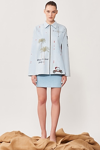 Sky Denim Mini Skirt by Shahin Mannan