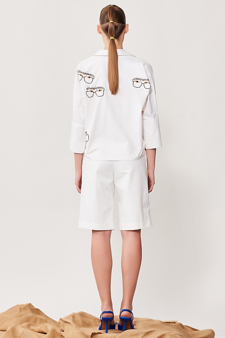 Ivory Poplin Shorts by Shahin Mannan at Pernia's Pop Up Shop
