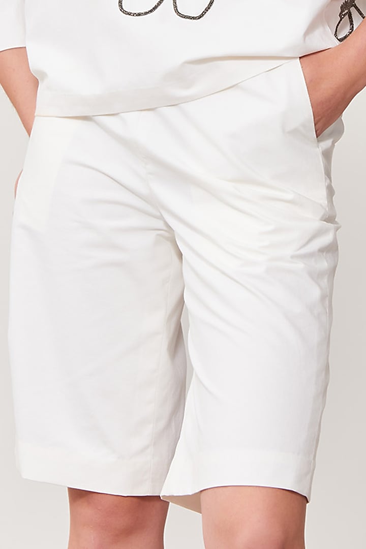 Ivory Poplin Shorts by Shahin Mannan at Pernia's Pop Up Shop