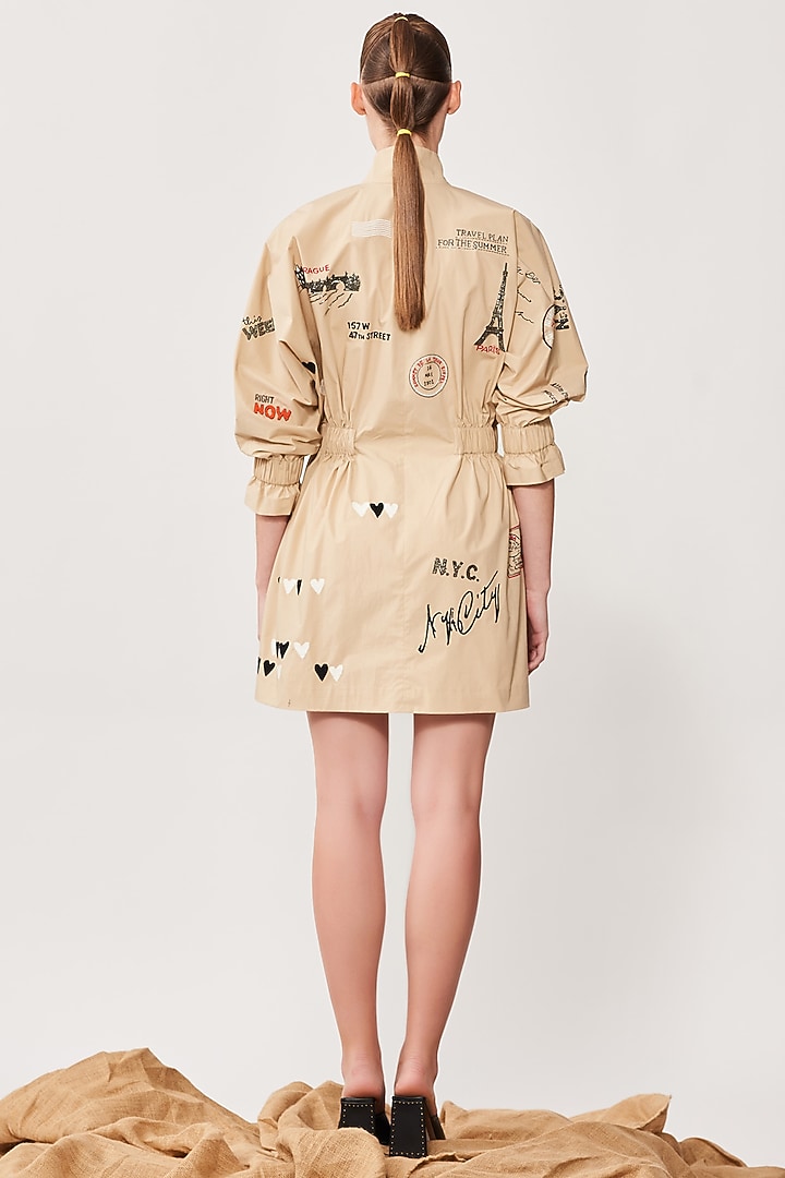 Mocha Embroidered Jacket Cocktail Dress by Shahin Mannan at Pernia's Pop Up Shop