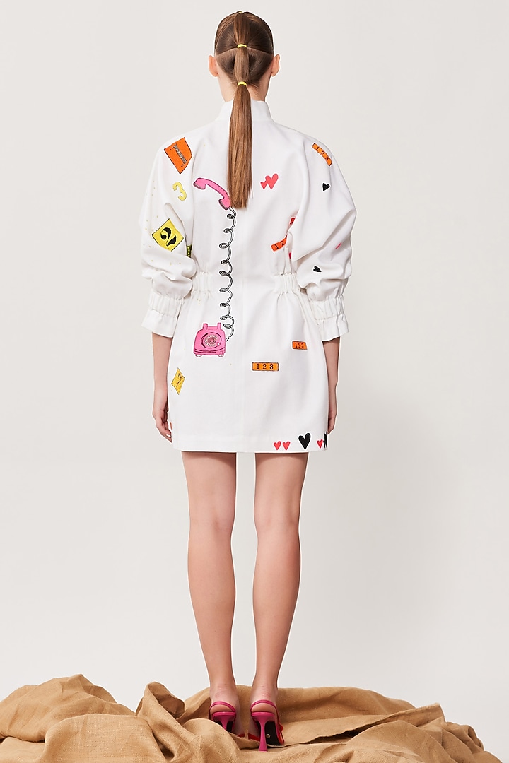 White Embroidered Jacket Cocktail Dress by Shahin Mannan at Pernia's Pop Up Shop