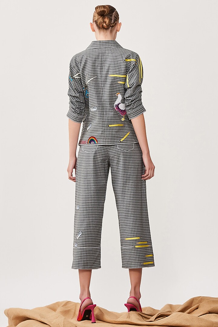Grey Embroidered Pant Set by Shahin Mannan at Pernia's Pop Up Shop
