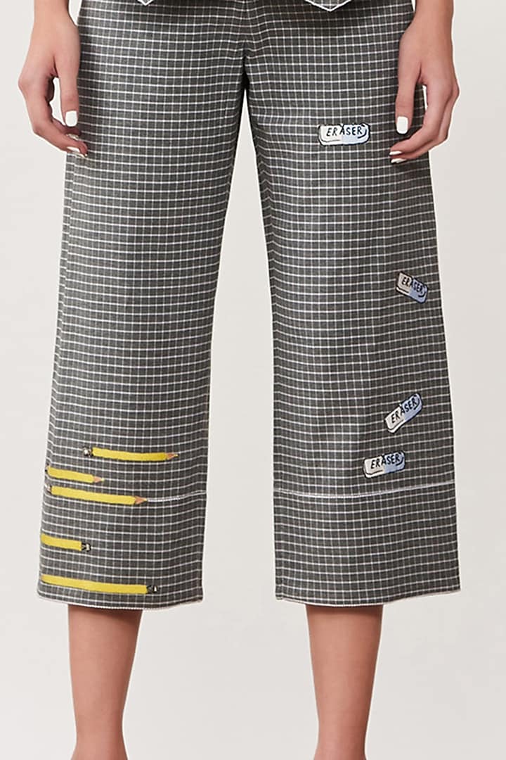 Grey Embroidered Pants by Shahin Mannan at Pernia's Pop Up Shop