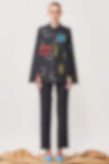 Midnight Black Denim Narrow Pants by Shahin Mannan at Pernia's Pop Up Shop