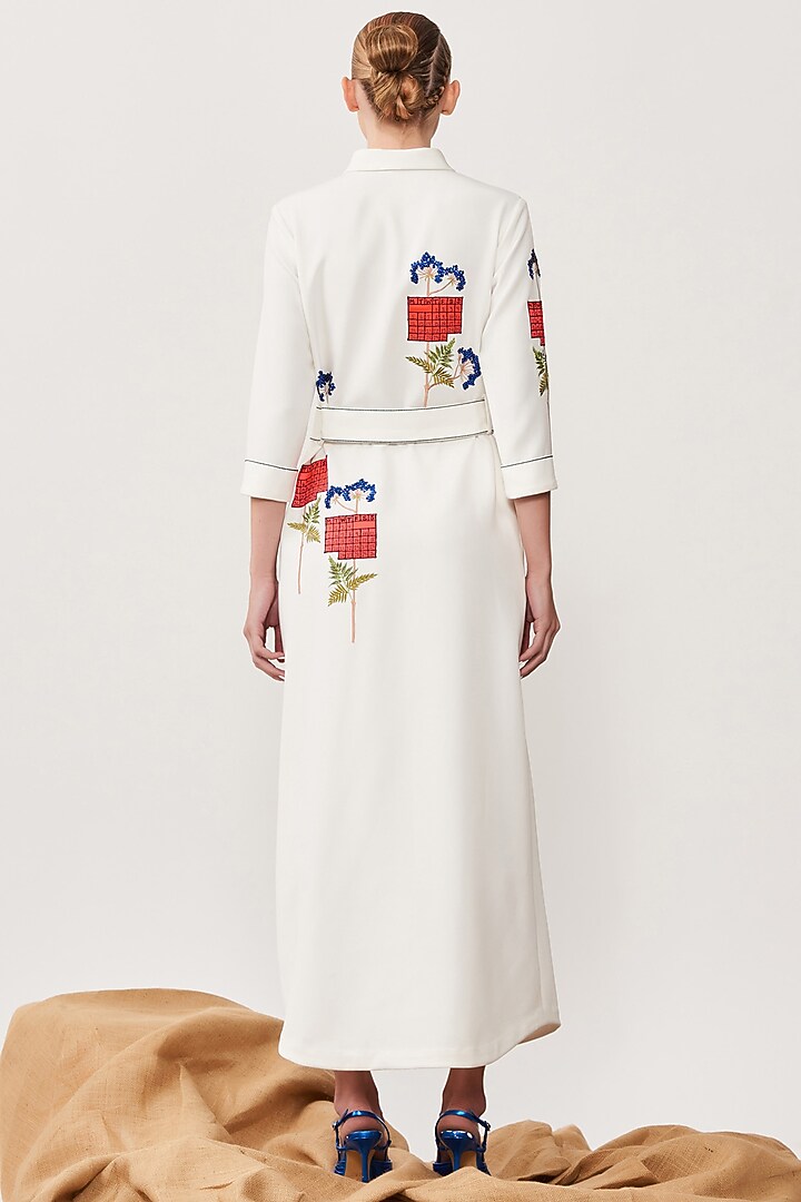 Ivory Double Crepe Cocktail Shirt Dress by Shahin Mannan at Pernia's Pop Up Shop