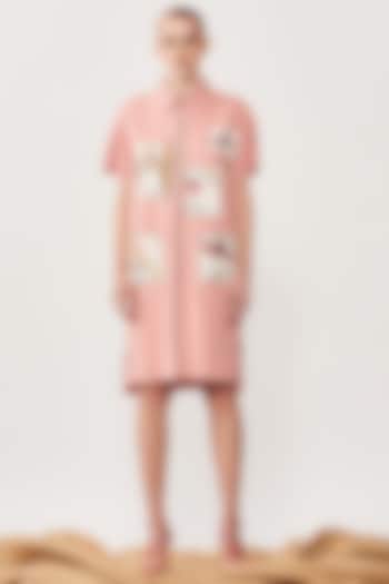 Peach Jersey Dress With Patchwork by Shahin Mannan