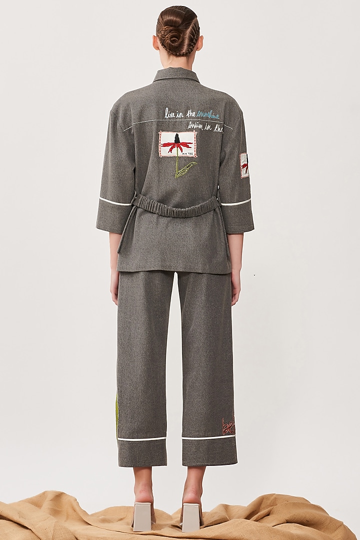 Lead Grey Thin Washed Denim Pant Set by Shahin Mannan at Pernia's Pop Up Shop