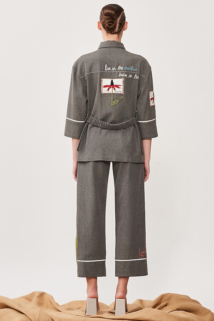 Lead Grey Thin Washed Denim Boxy Shirt by Shahin Mannan at Pernia's Pop Up Shop