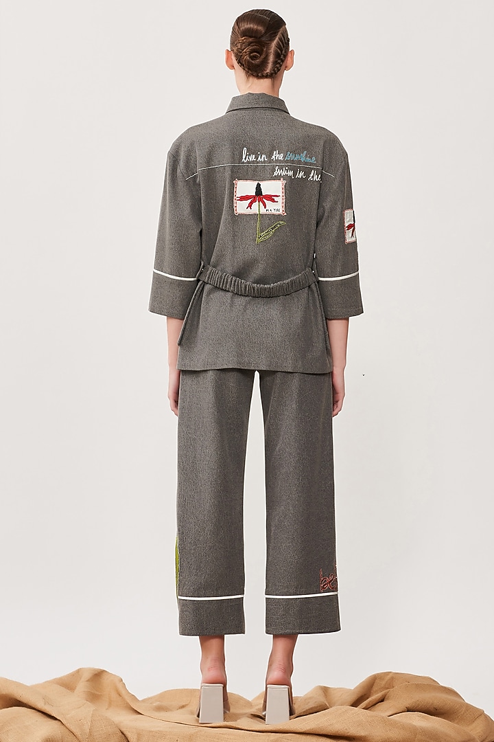 Lead Grey Thin Washed Denim Pants by Shahin Mannan at Pernia's Pop Up Shop