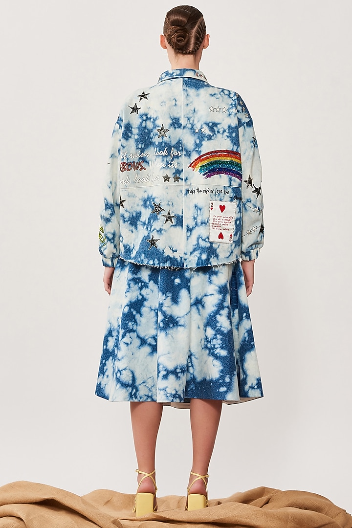 Blue Cloud Washed Denim Oversized Jacket by Shahin Mannan at Pernia's Pop Up Shop