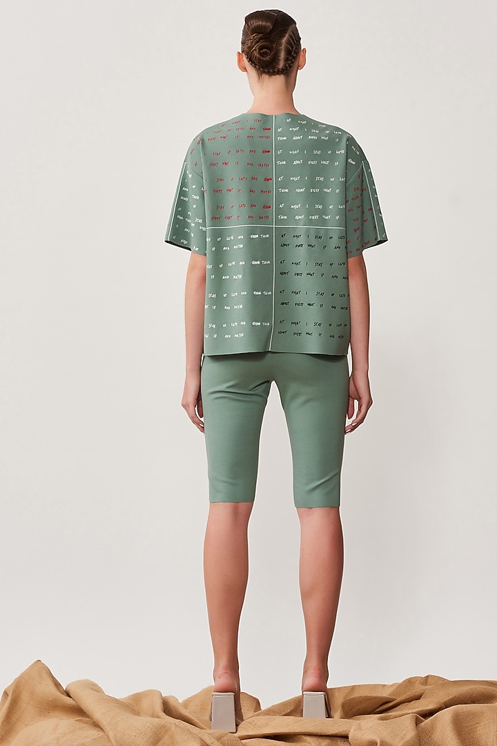 Sage Green Jersey Cycling Shorts by Shahin Mannan at Pernia's Pop Up Shop
