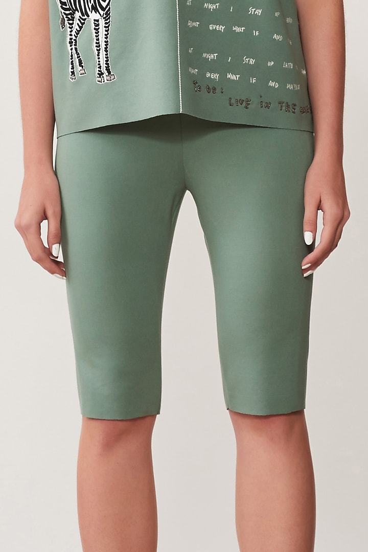 Sage Green Jersey Cycling Shorts by Shahin Mannan at Pernia's Pop Up Shop