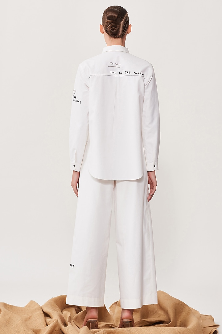 Ivory Embroidered High-Low Shirt by Shahin Mannan at Pernia's Pop Up Shop