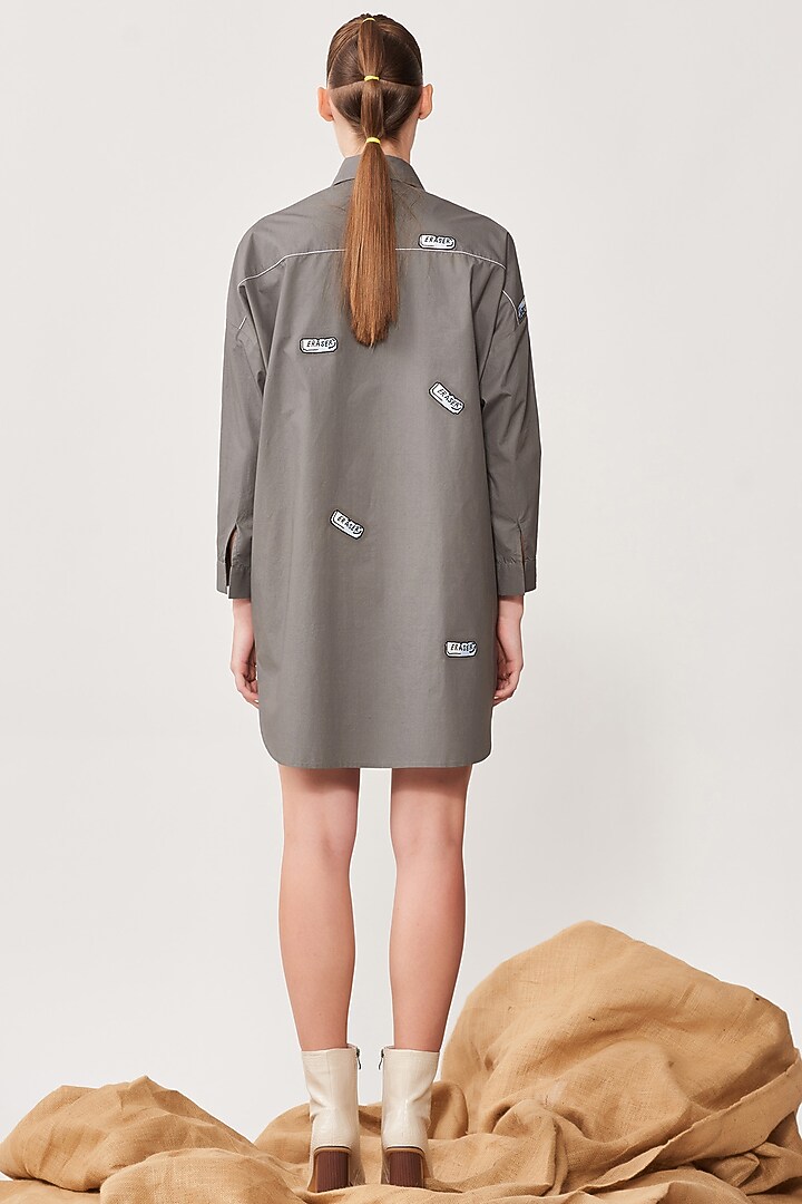 Grey Poplin Overshirt by Shahin Mannan at Pernia's Pop Up Shop