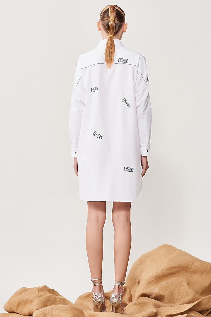 White Embroidered Overshirt by Shahin Mannan at Pernia's Pop Up Shop