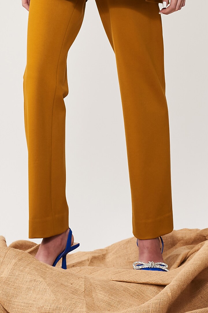 Mustard Yellow Jersey Pant Set by Shahin Mannan at Pernia's Pop Up Shop