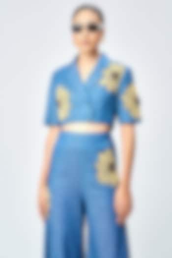Steel Blue Denim Top by Shahin Mannan at Pernia's Pop Up Shop