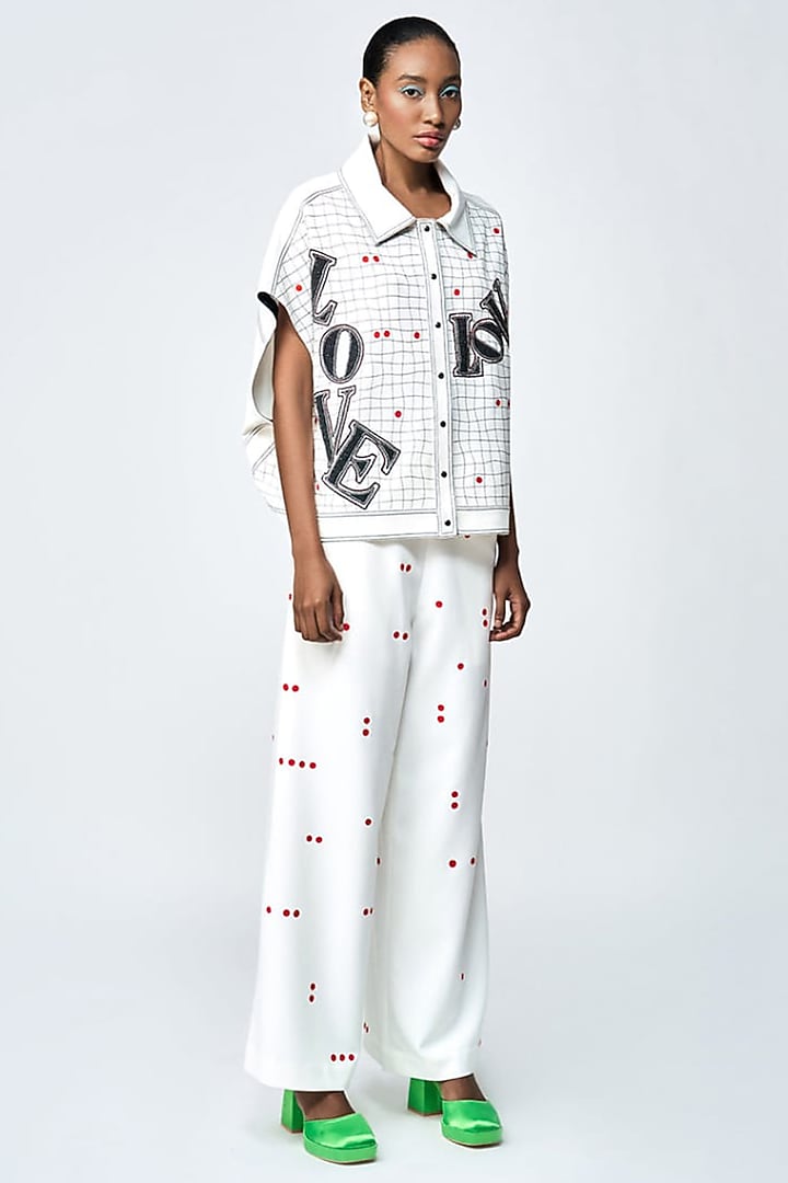 Ivory Double Crepe Co-Ord Set by Shahin Mannan at Pernia's Pop Up Shop