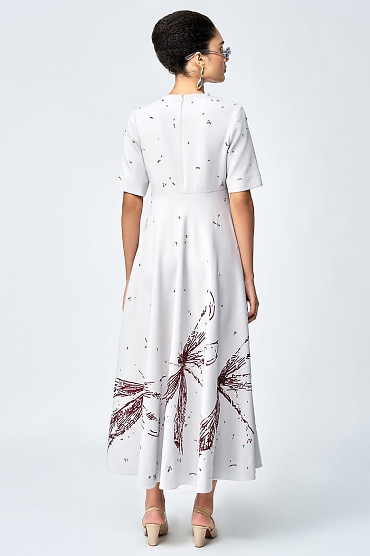 Light Grey Double Crepe Midi Cocktail Dress by Shahin Mannan at Pernia's Pop Up Shop