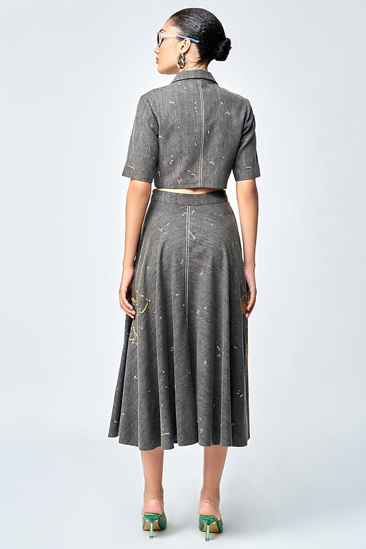 Lead Grey Denim Crop Top by Shahin Mannan at Pernia's Pop Up Shop
