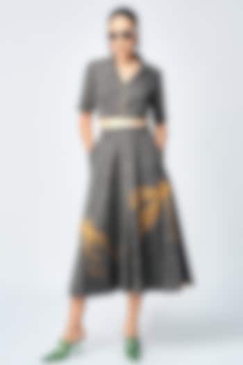 Lead Grey Denim Circular Skirt by Shahin Mannan at Pernia's Pop Up Shop