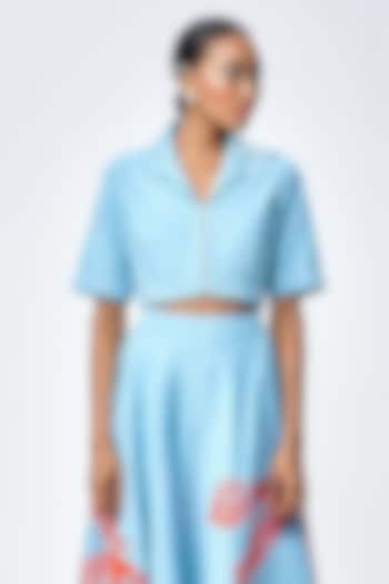 River Blue Denim Crop Top by Shahin Mannan at Pernia's Pop Up Shop