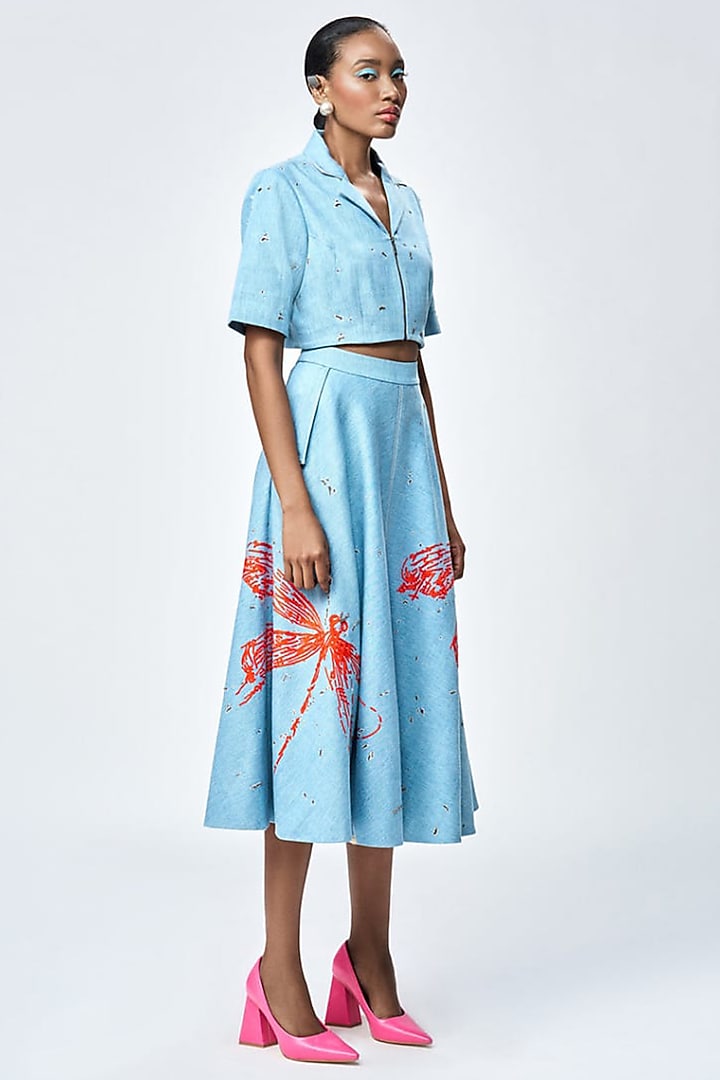 River Blue Denim Crop Top by Shahin Mannan at Pernia's Pop Up Shop