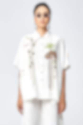 Ivory Cotton Silk Kimono Shirt by Shahin Mannan at Pernia's Pop Up Shop