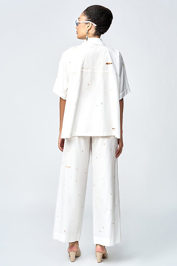 Ivory Cotton Silk Kimono Shirt by Shahin Mannan at Pernia's Pop Up Shop
