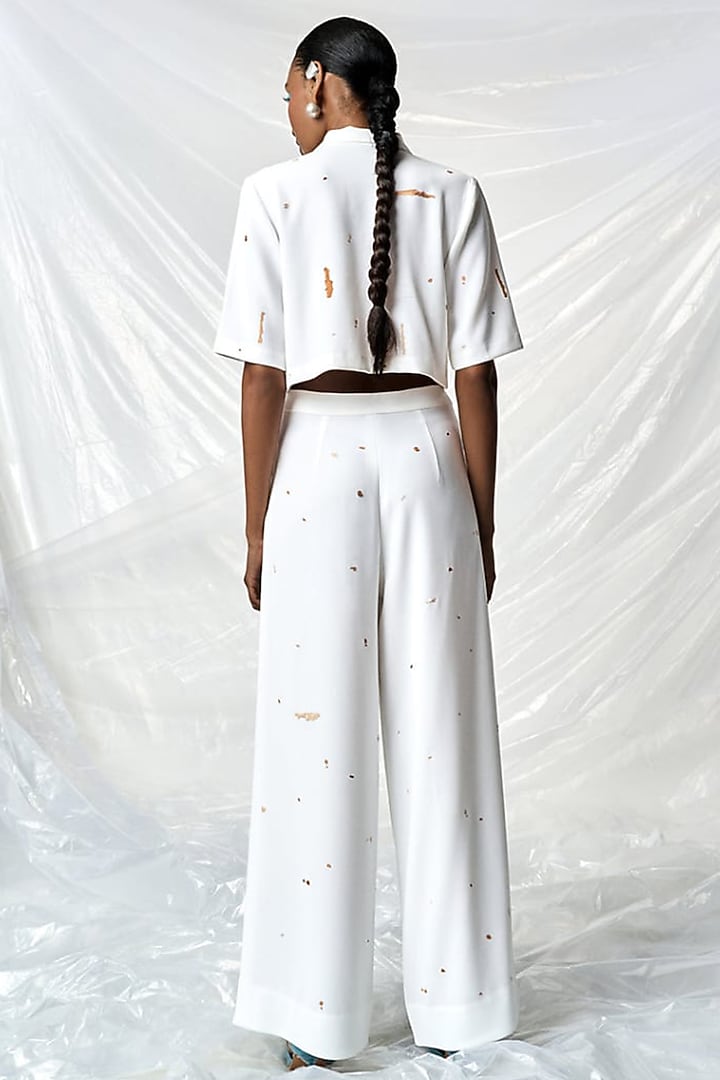 Ivory Japanese Crepe Co-Ord Set by Shahin Mannan at Pernia's Pop Up Shop