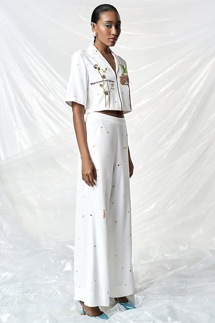 Ivory Japanese Crepe Co-Ord Set by Shahin Mannan at Pernia's Pop Up Shop