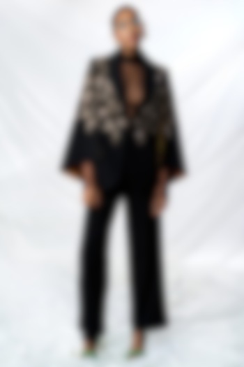 Black Scuba Crepe Co-Ord Set by Shahin Mannan at Pernia's Pop Up Shop