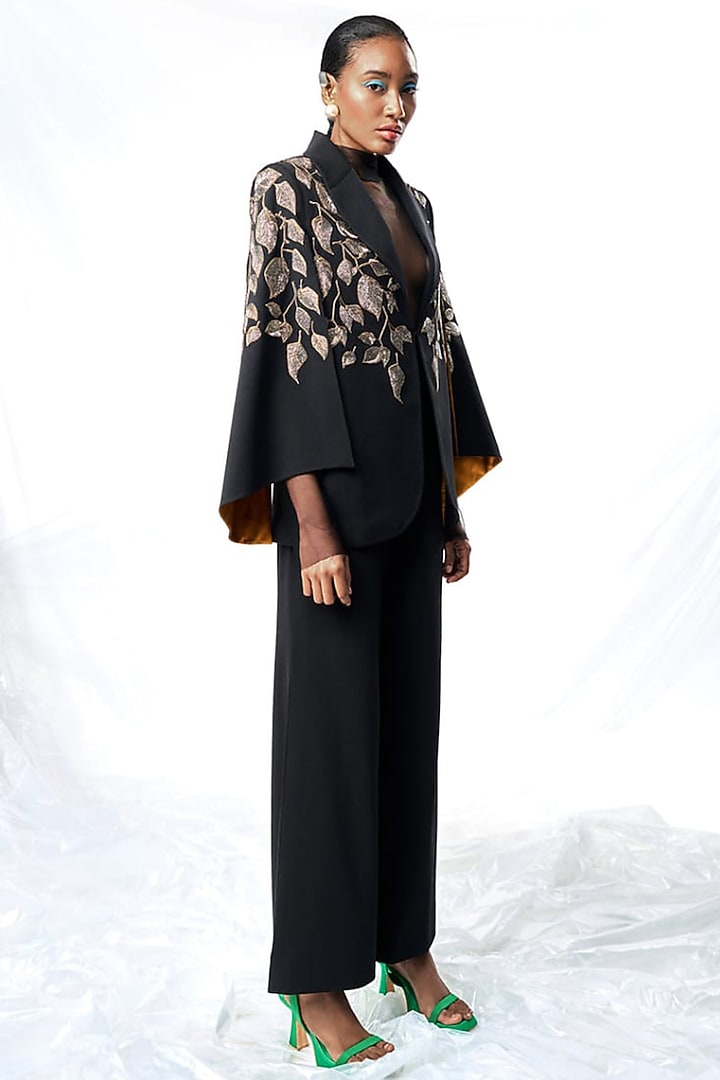 Black Scuba Crepe Co-Ord Set by Shahin Mannan at Pernia's Pop Up Shop