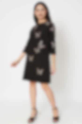 Black Embellished Mini Dress by Shahin Mannan