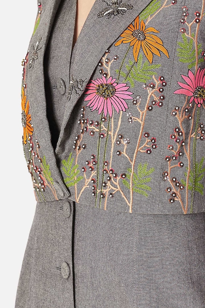 Grey Embellished Layered Coat Cocktail Dress by Shahin Mannan at Pernia's Pop Up Shop