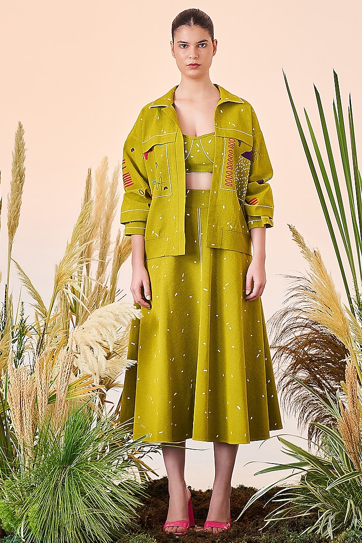 Bumblebee Embroidered Jacket Set by Shahin Mannan