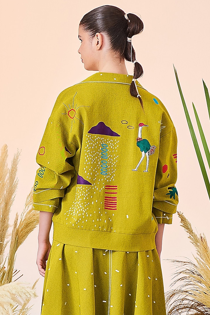 Bumblebee Embroidered Denim Jacket by Shahin Mannan at Pernia's Pop Up Shop