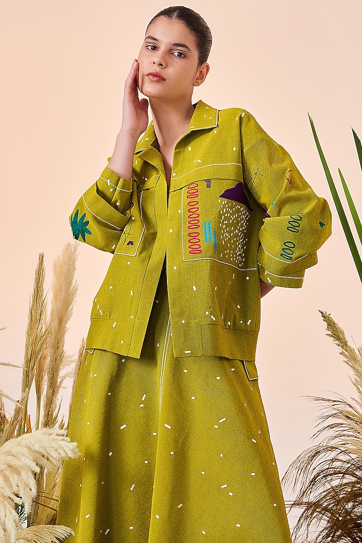 Bumblebee Embroidered Denim Jacket by Shahin Mannan at Pernia's Pop Up Shop