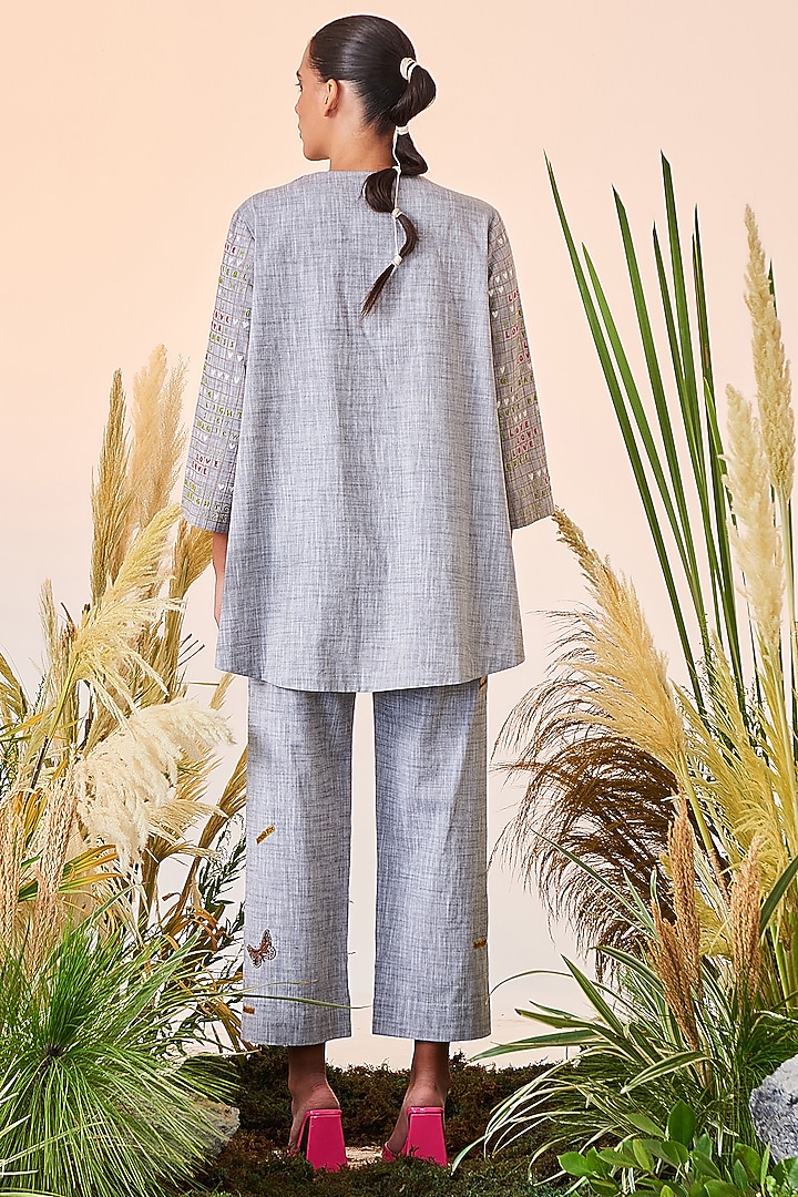 Silver Grey Chambray Co-Ord Set by Shahin Mannan at Pernia's Pop Up Shop