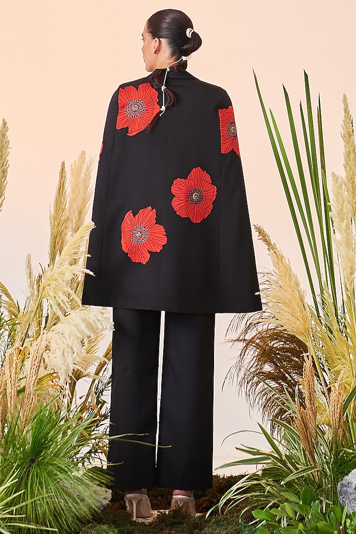 Black Double Crepe Straight Pants by Shahin Mannan at Pernia's Pop Up Shop
