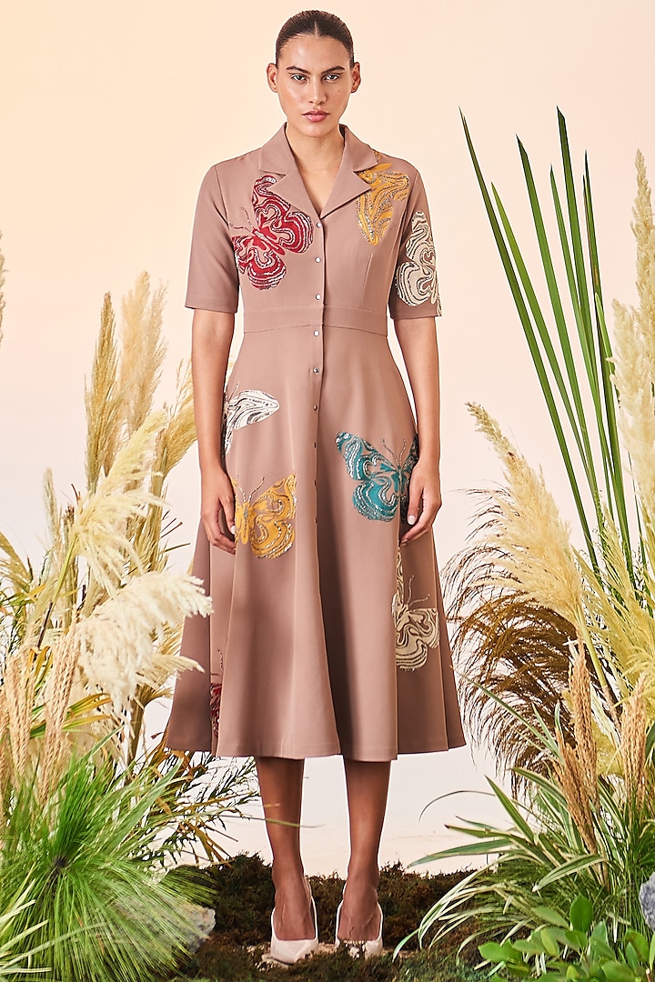 Mushroom Embroidered Circular Dress by Shahin Mannan