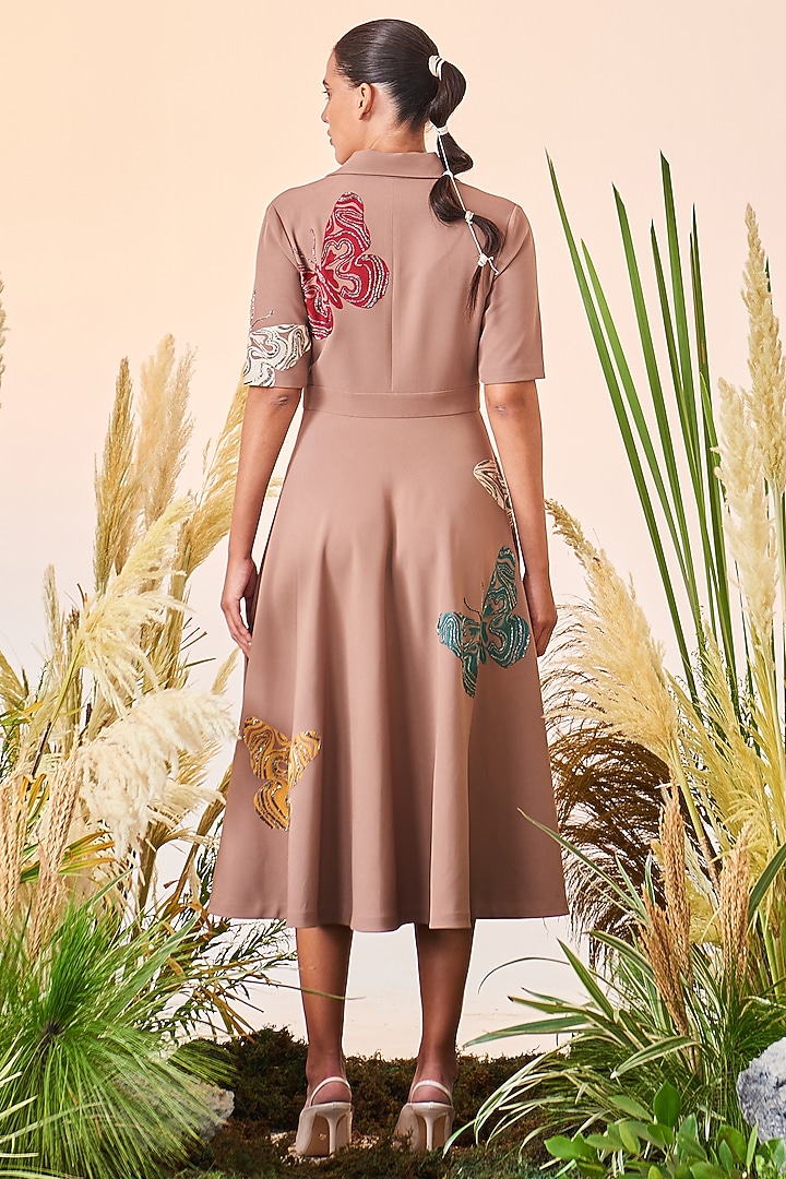 Mushroom Embroidered Circular Cocktail Dress by Shahin Mannan at Pernia's Pop Up Shop